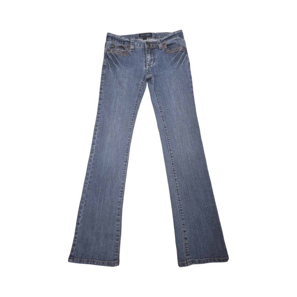 Vintage Y2K 2000s Low Rise Jeans Clash Med Wash Bootcut Flare Stretch